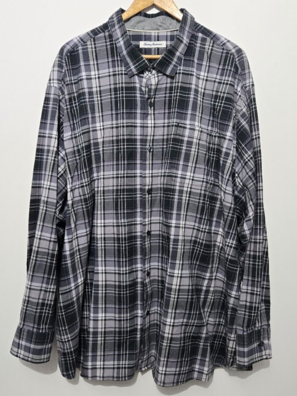 Tommy Bahama Mens Plaid Button Down Silk Cotton Blend Shirt Sz 3XLB Long Sleeve